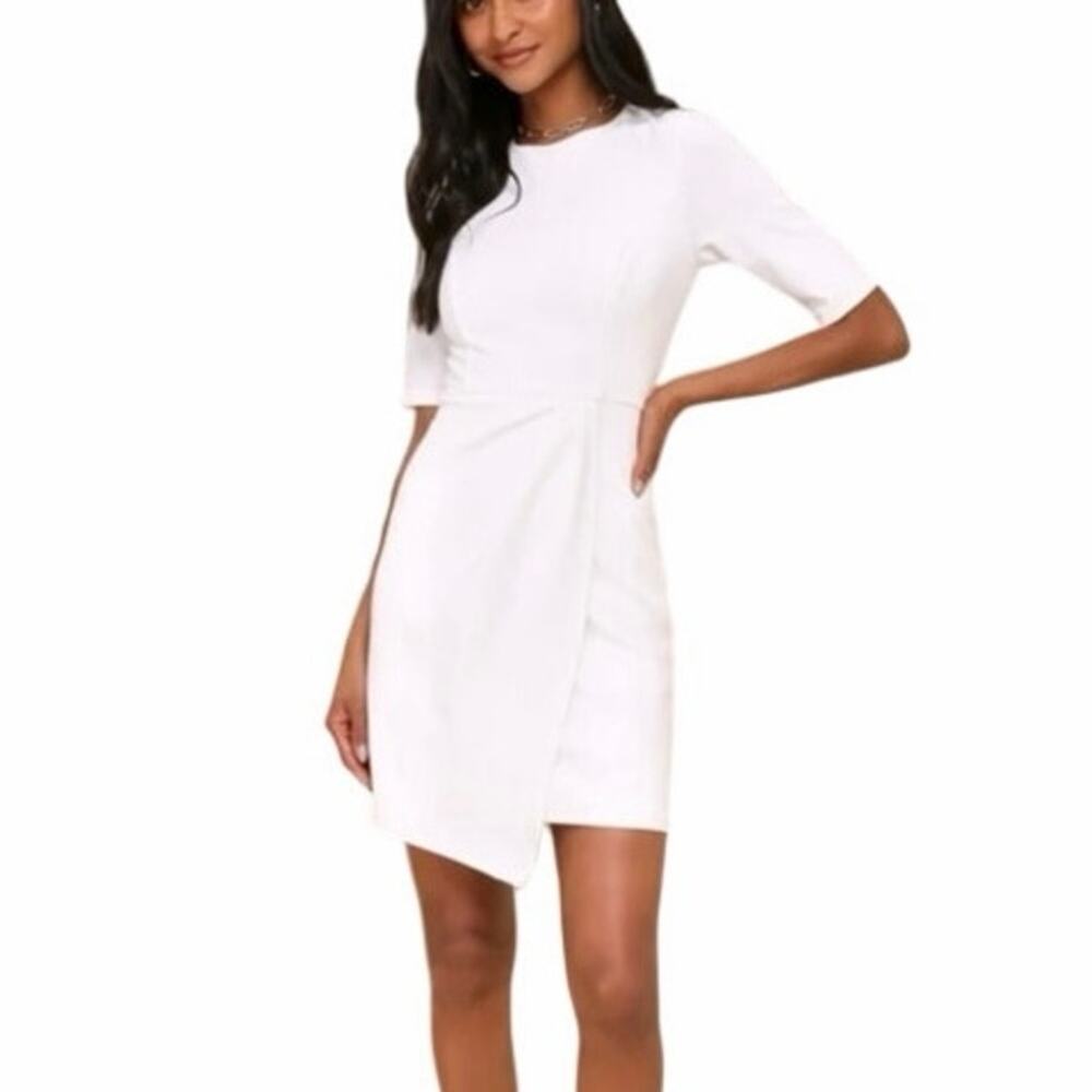 NEW LULUS Westwood White Half Sleeve Sheath Dress Size XXS
